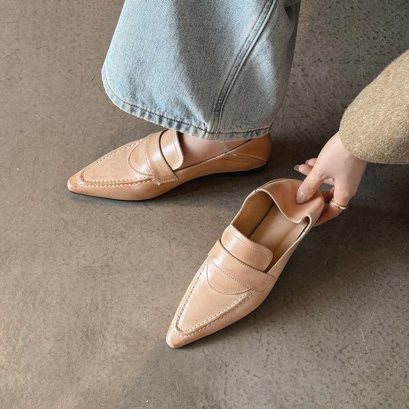 Fashion 2025 Autumn Low Heels Women Pumps Pointed Toe Concise Office Lady Working Shoes Woman Genuine Leather Pumps Basic Women Shoes