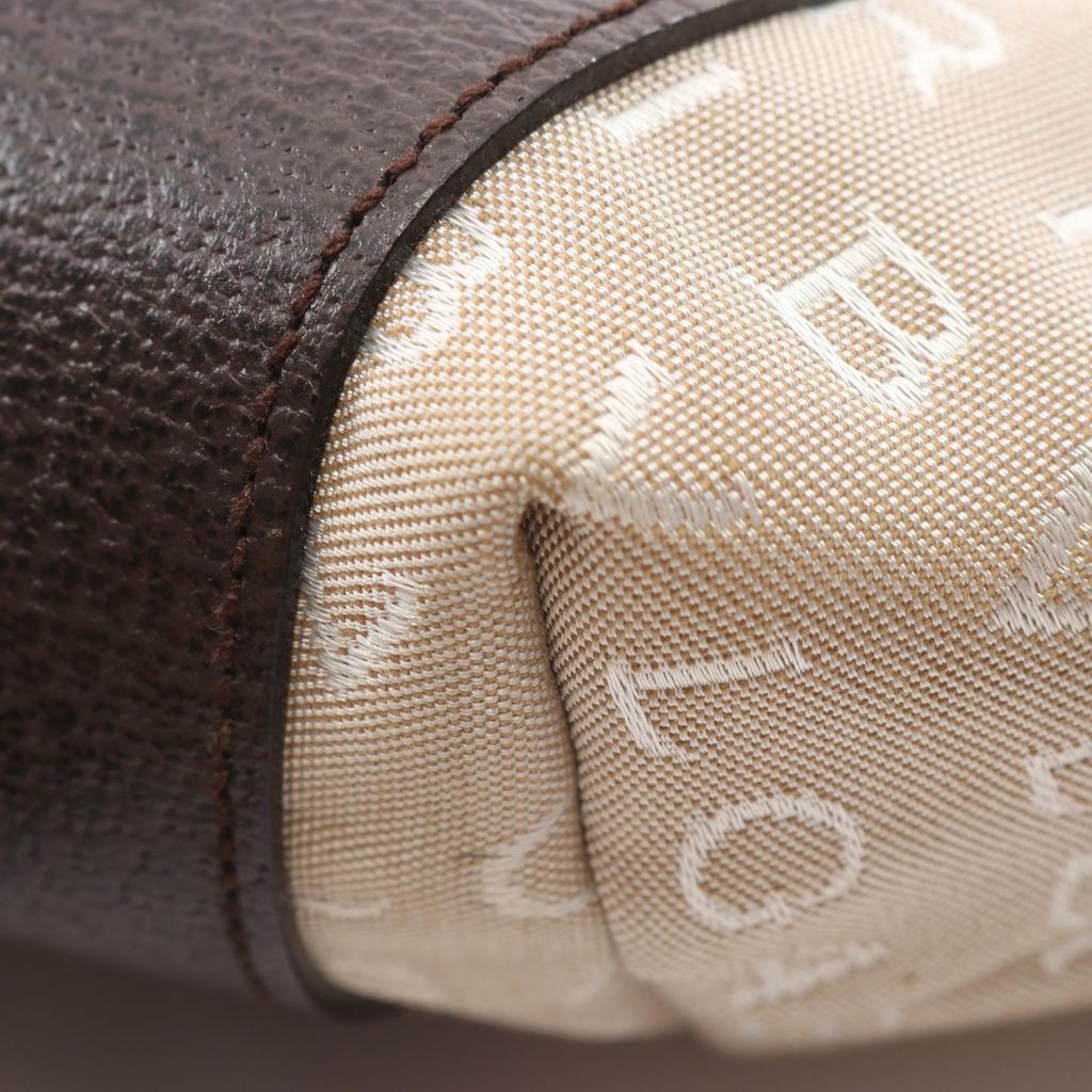 Used BVLGARI Logo Mania Tote Bag Canvas Leather Beige Brown Used Women