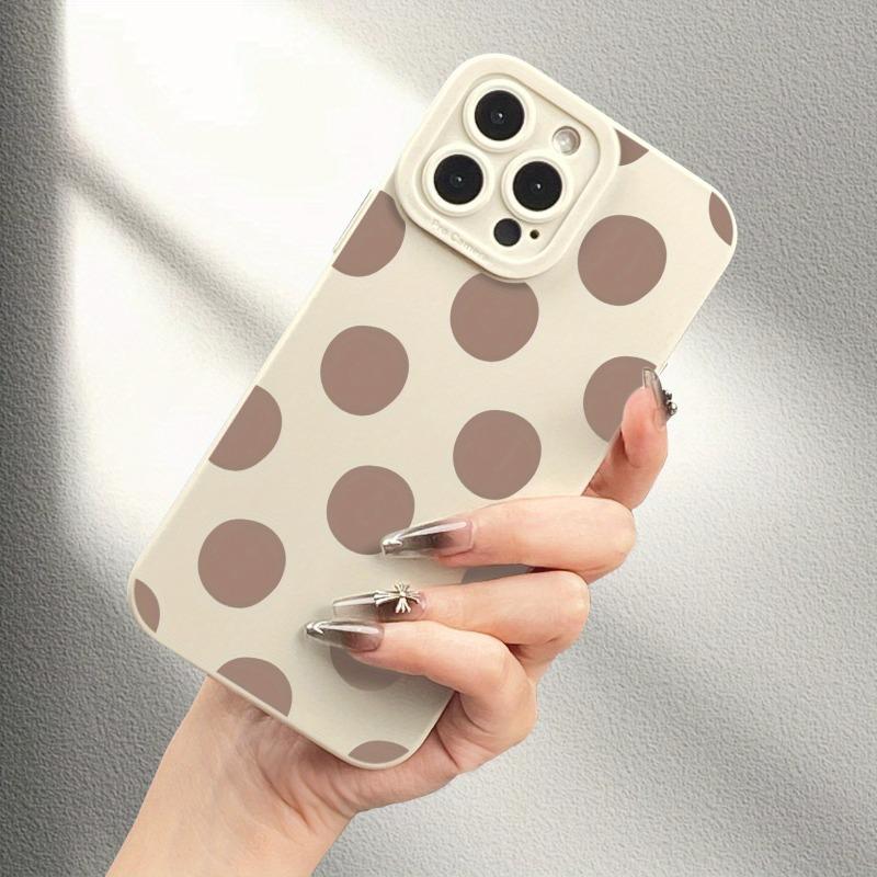 Brown polka dot pattern phone case suitable for iPhone 17 16 15 14 13 12 11 Pro/ Max /Plus anti-fall and shockproof