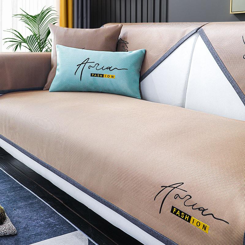 

New Ice Silk Sofa Cushion Summer Mat Seat Cushion Non-Slip Light Luxury Modern Leather Sofa Cover Cloth Towel 70*70cm