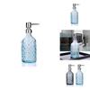 Glass Dispenser Bottle 400ml With Colorful Embossed Floral Pattern For Home Bathroom Use