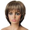 Women's Fashion Front Lace Short Mixed Color Straight Wig with Air Bangs
