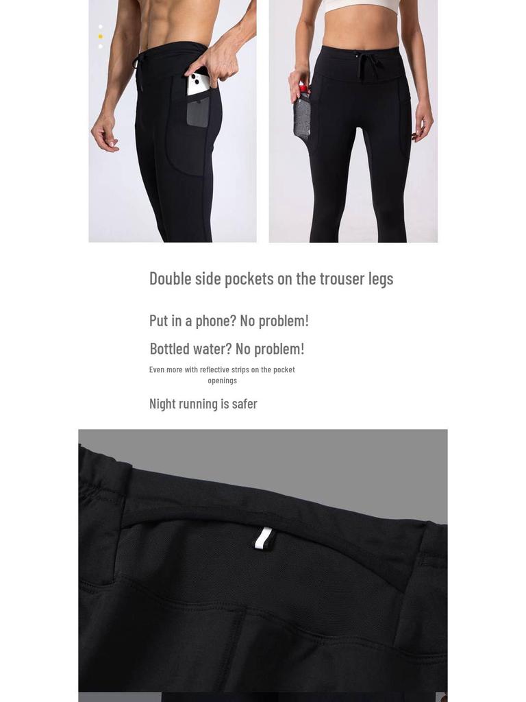 Men's and Women's Fleece-Lined Quick-Dry High-Waisted Compression Fitness Tights for Outdoor Fitness, Marathon, Training, and Racing.