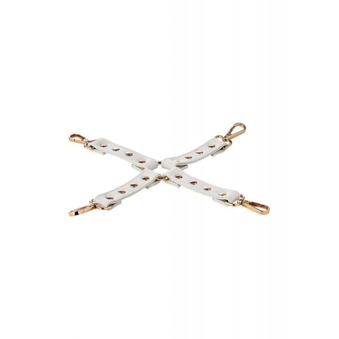 Sangle En Croix - Simili Cuir - Blanc - Mousquetons Dorés - Pour Menottes Poignets Et Chevilles