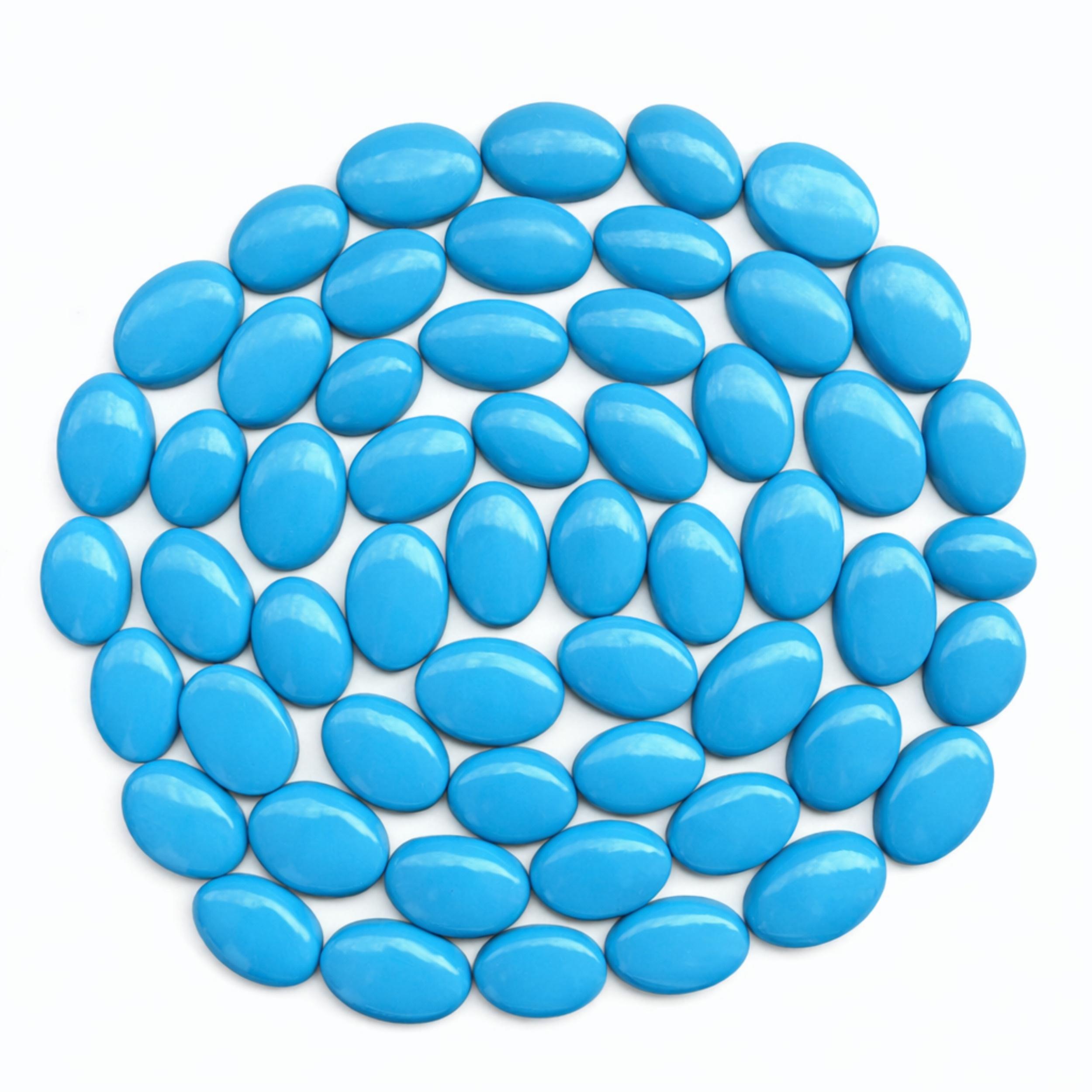 Blue Turquoise Cabochon Oval Lot, Turquoise Gemstones, Oval Cabochons for Rings Pendants, Jewelry Making Supplies 100 Carats синий