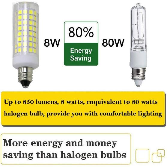 

[Упаковка из 4 штук] Светодиодная лампа E11, эквивалент галогенной 75 Вт или 100 Вт, диммируемая, мини-цоколь канделябра, 850 люменов, дневной белый 6000K, AC110В/