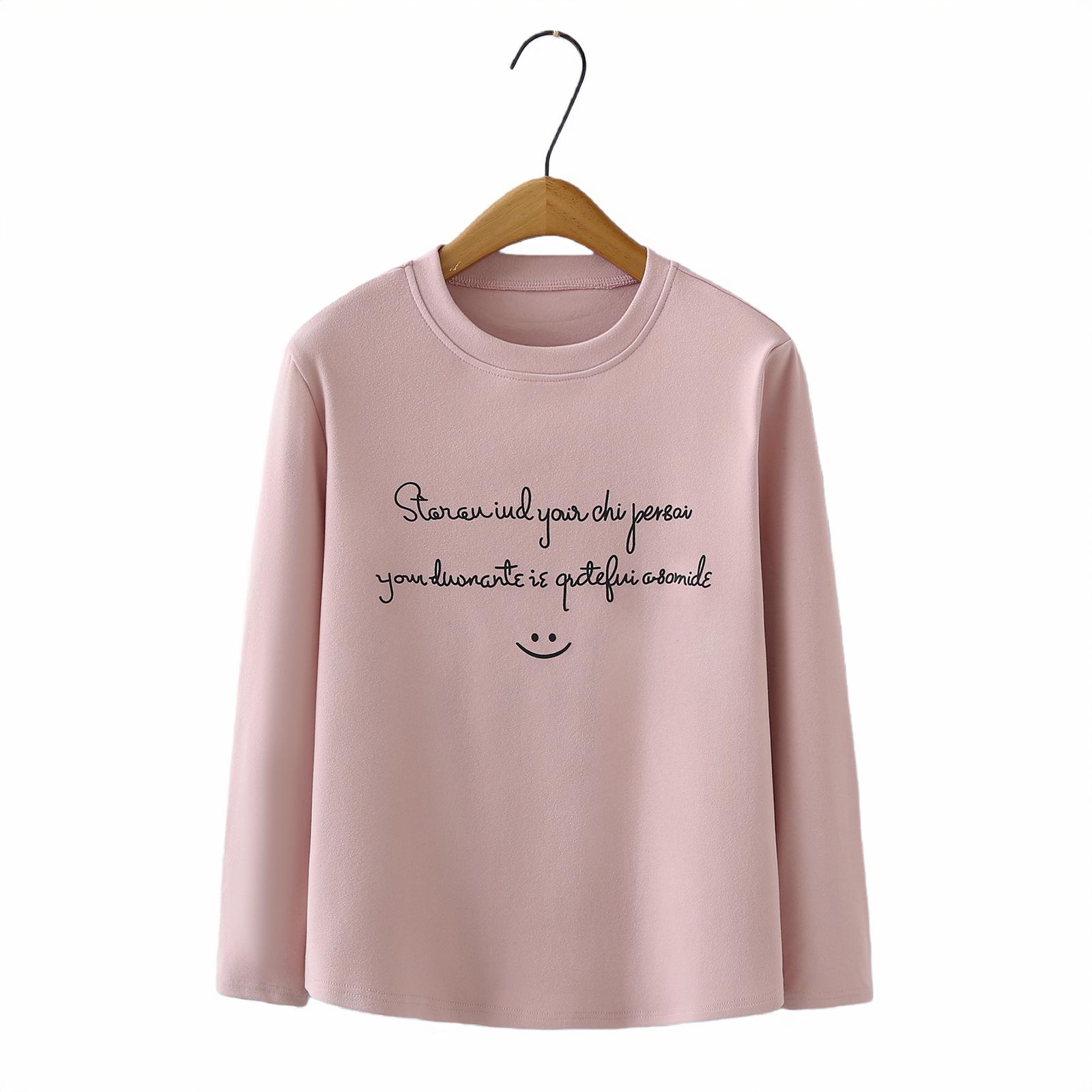 

2025 Autumn/Winter Plus Size Velvet Shirt Women s Slimming Long Sleeve Top with Lettering XXL рожевий