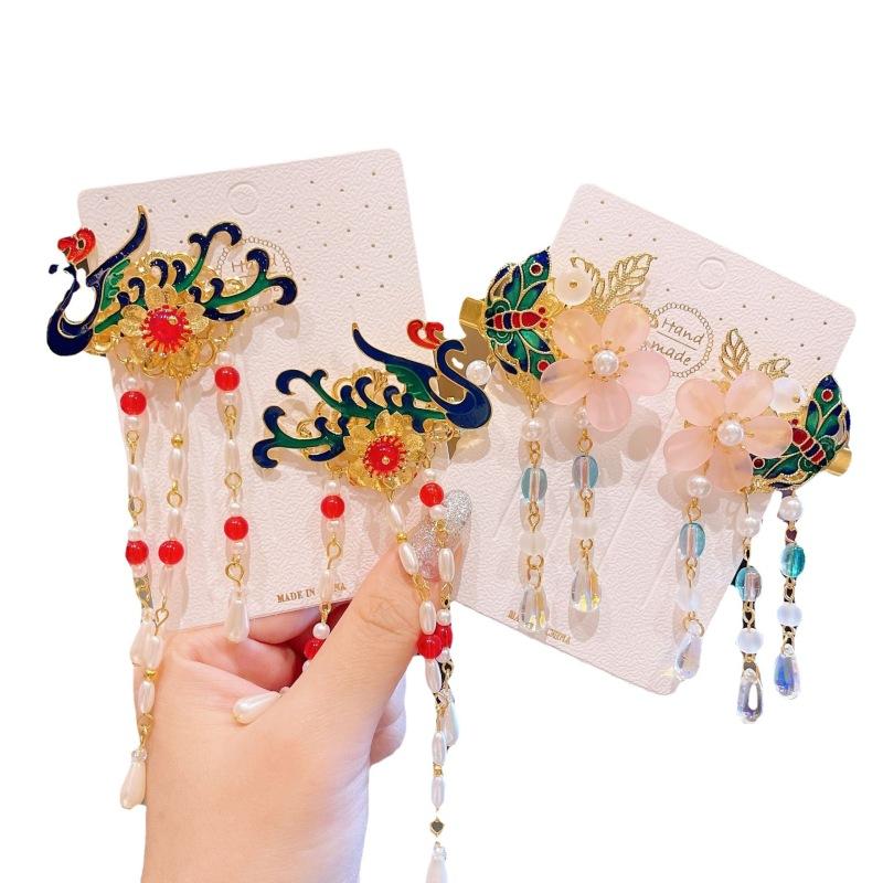 Antyczna zawieszka z frędzlami, spinka do włosów, akcesoria dziewczęce