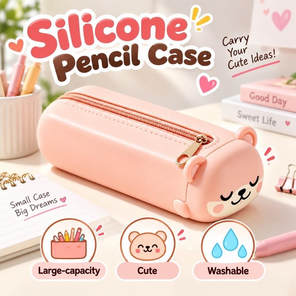 Large-capacity Silicone Pencil Case Cute Stationery Bag Kids Stationery Bag Pen Pouch  Kids