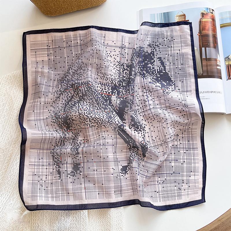 Silk Silk Cotton Square Scarf Women's Versatile Design Mulberry Silk Cotton Silk Scarf Fashion Summer Thin Silk Scarf Headscarf