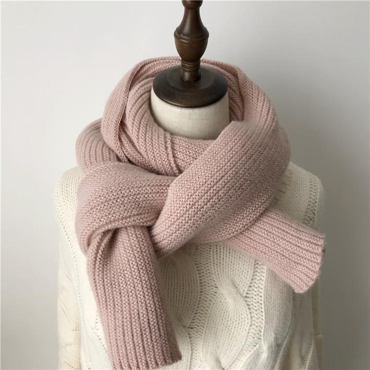 Korean version ins wool knitted scarf women's autumn and winter thickened warm scarf student solid color trendy red versatile model