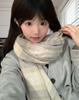 Milky Beige Plaid Thickened Scarf: Korean Style for Winter 2025