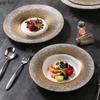 Golden Ceramic Dining Plate Pasta Dish Steak Plates Grass Hat Soup Plate Dessert Bowl Serving Plates Fruit Salad Bowl Sushi Dish