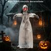 Sound Activated Halloween Figure with Walking Girl Character, White Dress Styling and Red Light Face Detail for Entryway Seasonal Display