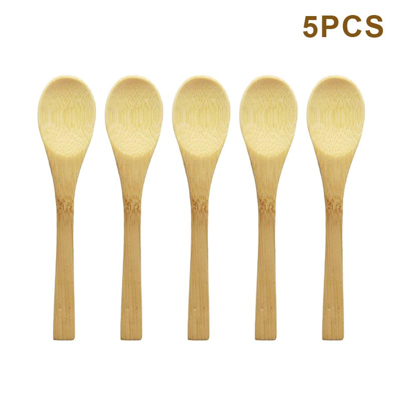 5Pcs Wooden Honey Spoon Ecofriendly Household Tableware Bamboo Kitchen Condiment Scoop Coffee Spoon Dessert Spoon Teaspoon