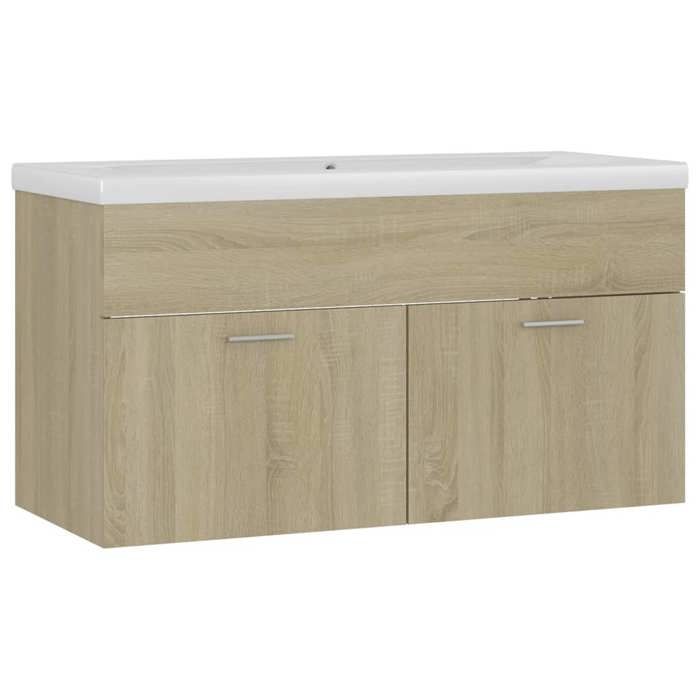 VidaXL Sink Cabinet and Integrated Sink, Sink Unit with Storage, Bathroom Toilet Washbasin Cabinet, Oak 3070841
