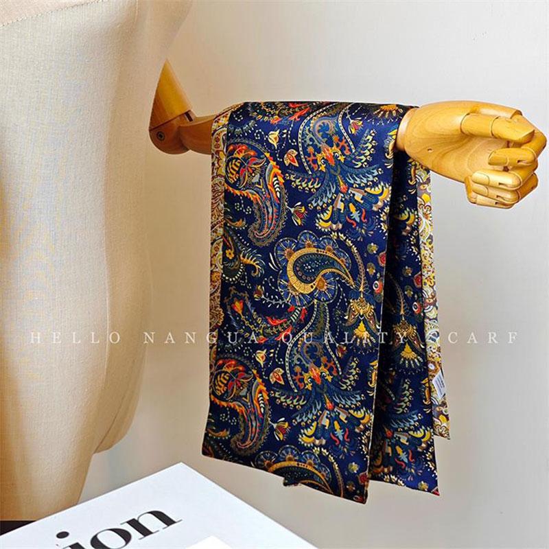 Natural Real Silk Scarf Women Bandana Scarves Wrap Kerchief Mulberry Spring Fashion Luxury High Quality Hijab 14*145Cm