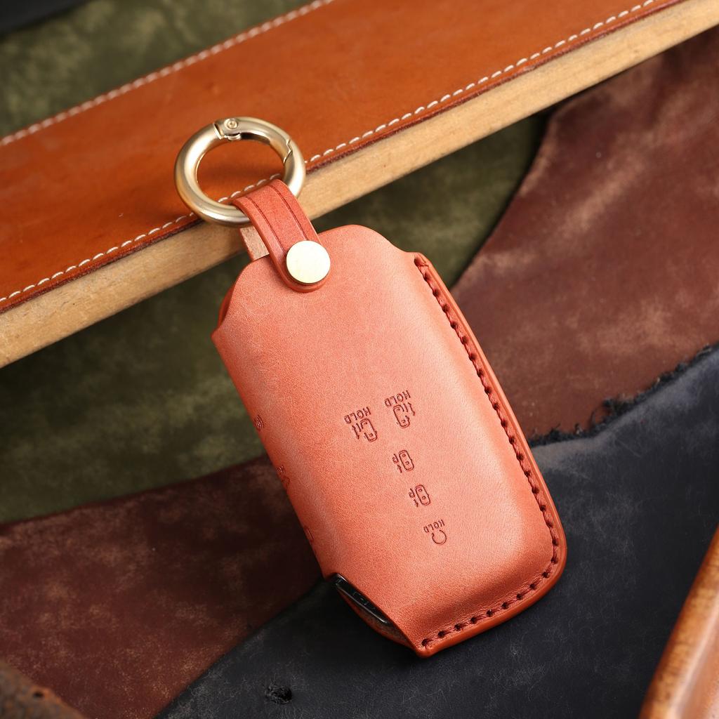 Suitable for Kia Business Car Leather Key Cover Handmade Leather High-end Key Bag Shell Ring