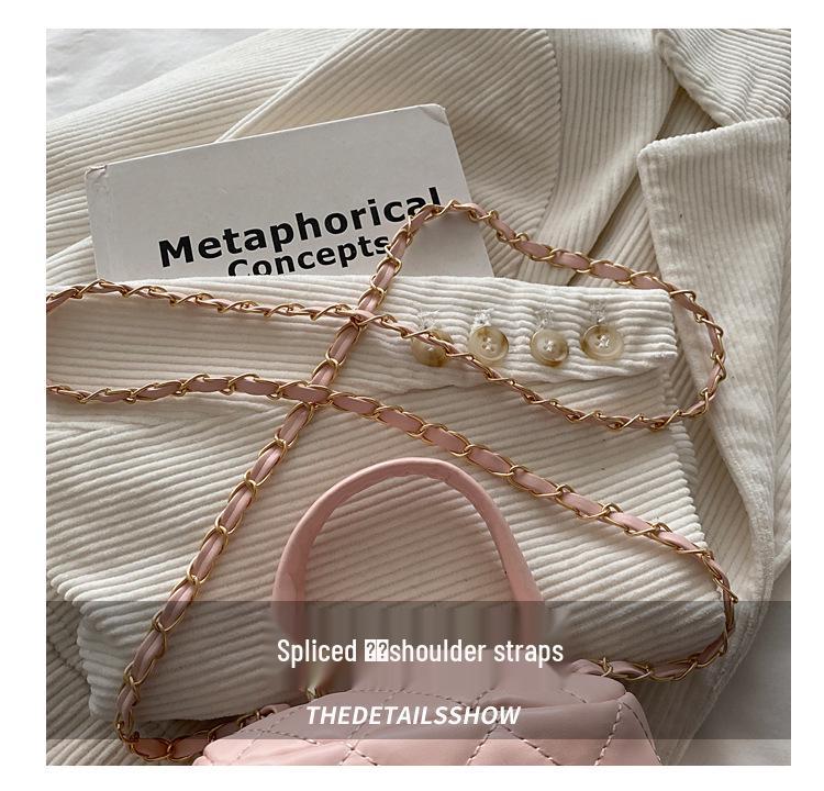 Cross2026 French Chic Quilted Crossbody Bag - Soft Texture, Diamond Embroidery, Chain Strap, Trendy Street Style
