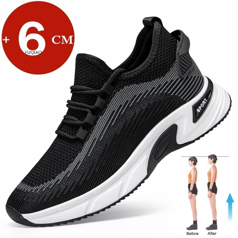Men's Summer 6cm Height Increase Breathable Mesh Casual Sneakers Lightweight Comfortable Elevator Shoes Outdoor Lift Sports