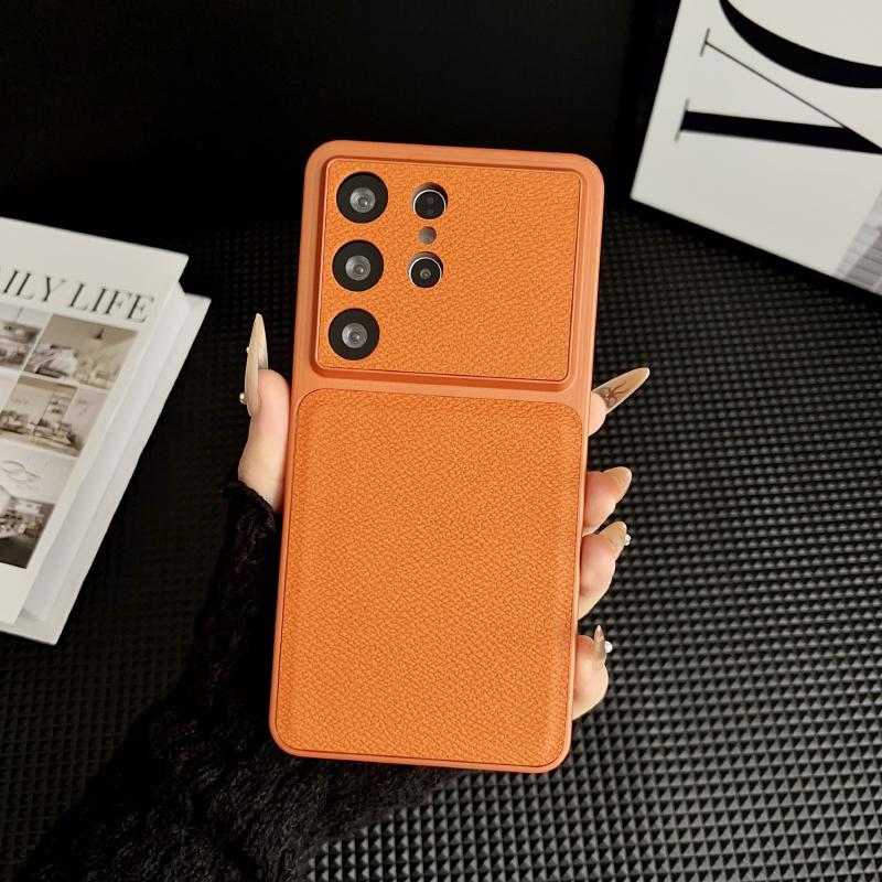 Solid Color Matte Soft TPU Border Artificial Leather Phone Case For Samsung S26Ultra S24 S25 Ultra Plus FE Shockproof Back Cover