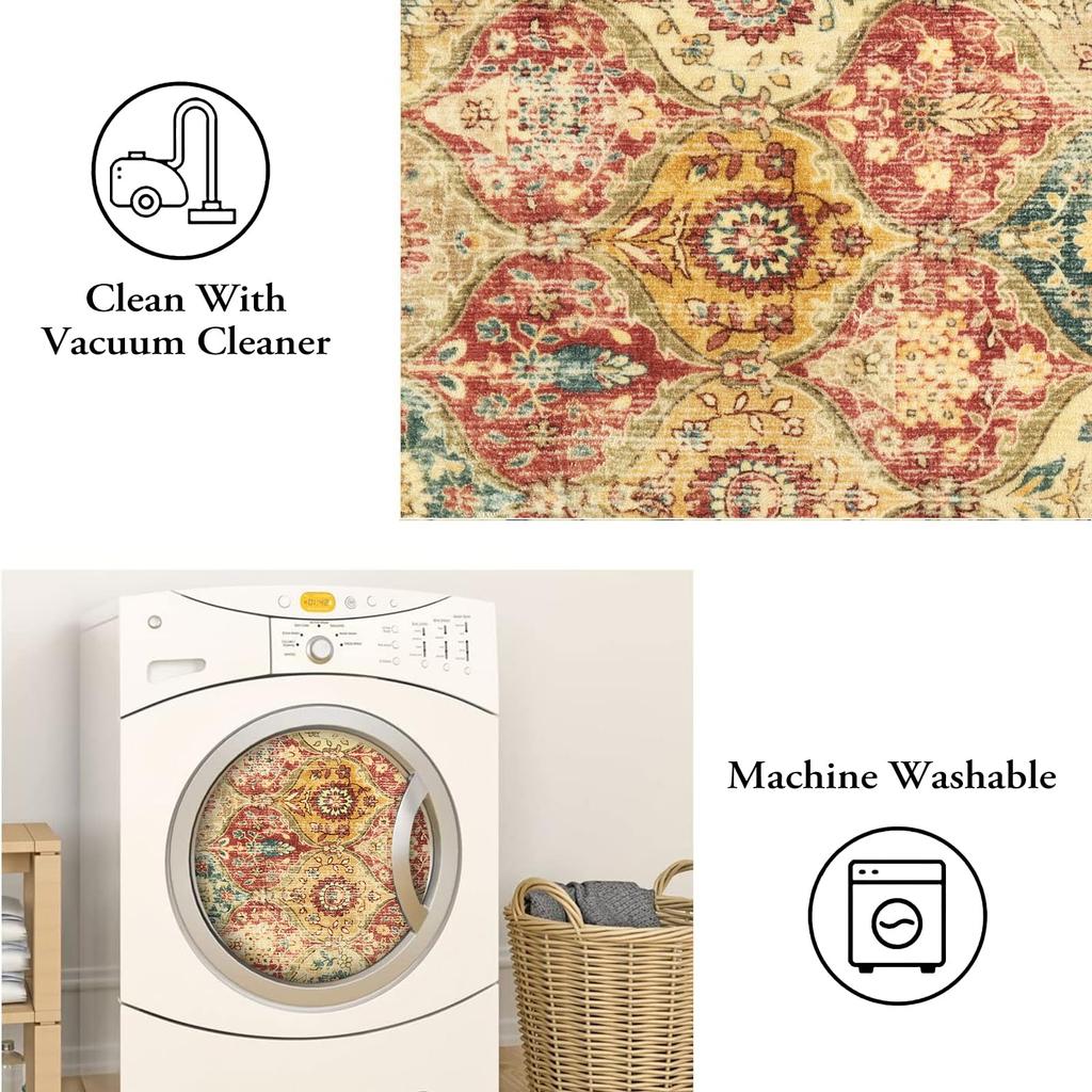 Moroccan Runner Rug - Non-Slip, Washable Kitchen, Laundry Room, Bathroom Mat Bedroom, Balcony Rug Home Decor