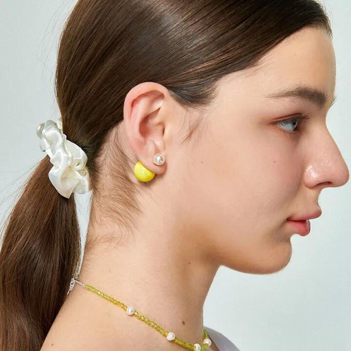 Lemon And Pearl Frontback Silver Earring Ie337 [Silver]