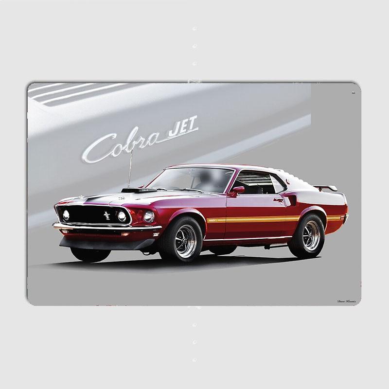 

1969 Mustang Mach 1 Cobra Jet Vintage Classic Sports Car Poster Metal Tin Sign Indoor Home Decor Bar Room Wall Decoration 20x30cm（7.8x11.8inch）