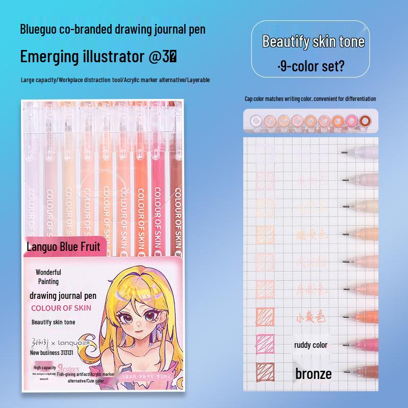 Blue Fruit Morandi 36-Color Gel Pens: Large Capacity Journaling & Drawing Set