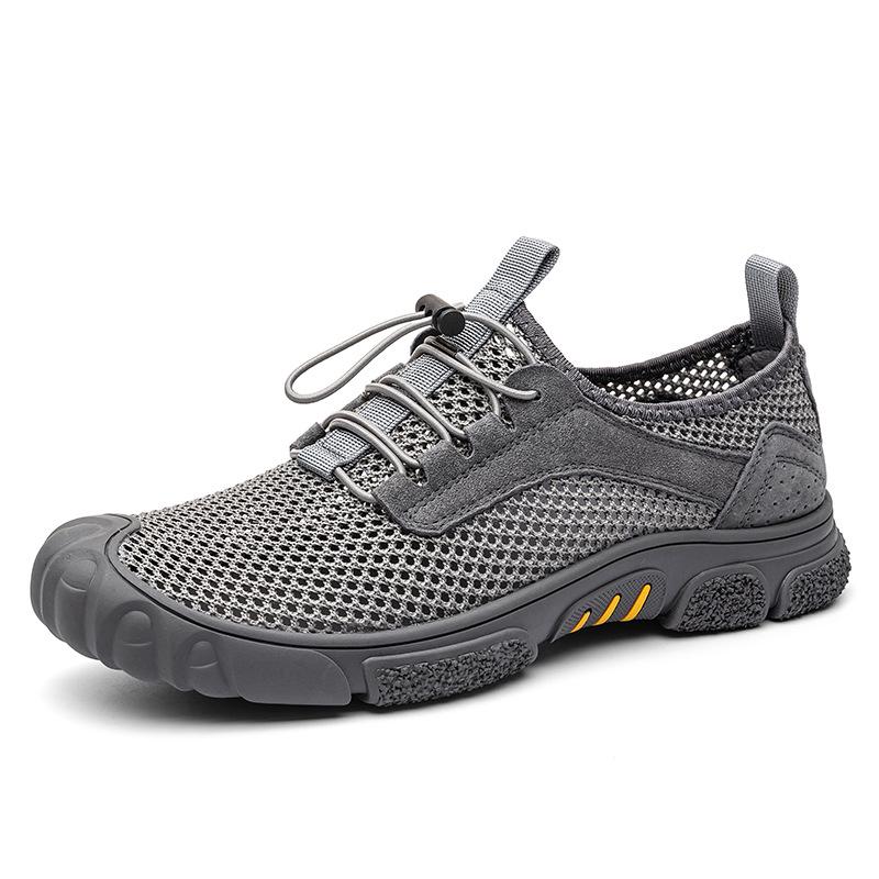 Men s Cross-Border Summer Outdoor Trail Running Flyknit Shoes - Low-Top Breathable Mesh Sneakers 42 серый