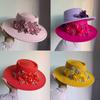 9,5 cm Krempe Fedora Hut 3D Strassblume Fedora Damen Jazzhut Panama Französisch Elegant Fedora Hochzeits hut Sombrero Mujer