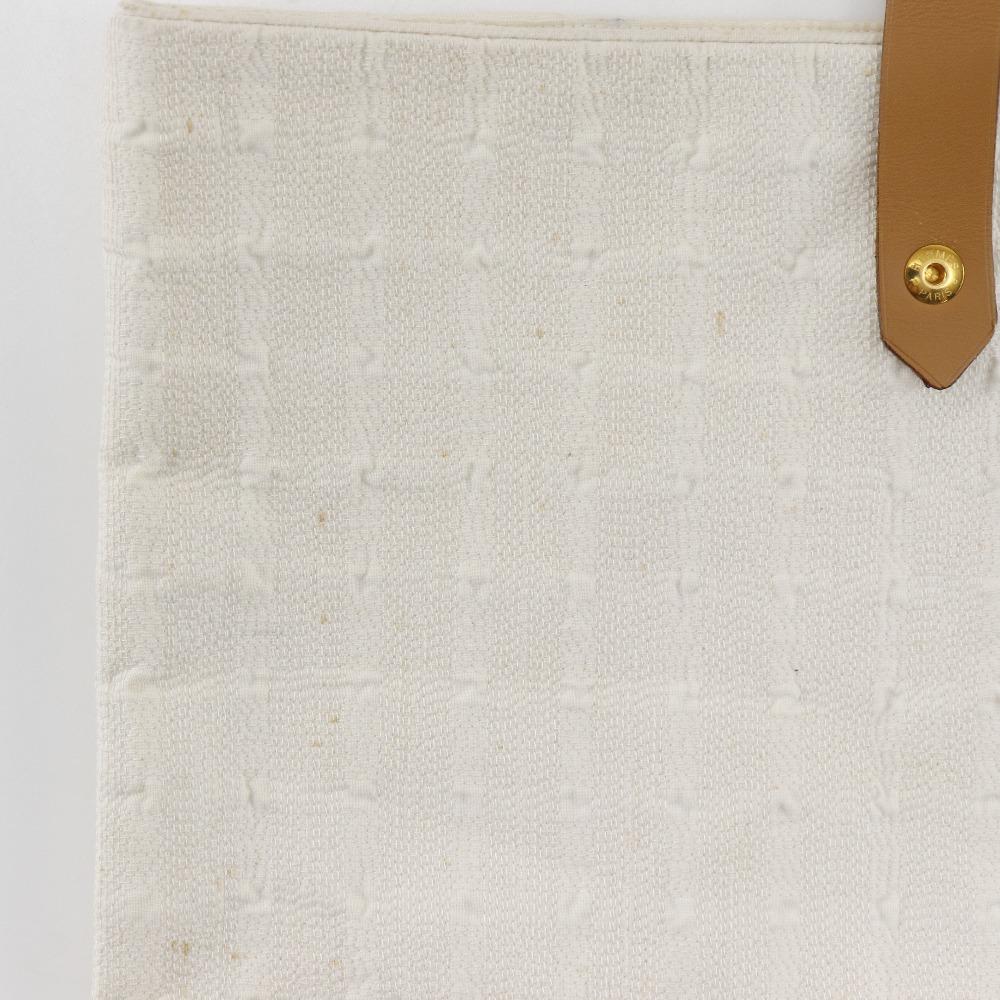 Hermes Amedaba Tote GM Handbag White Cotton Unisex Used