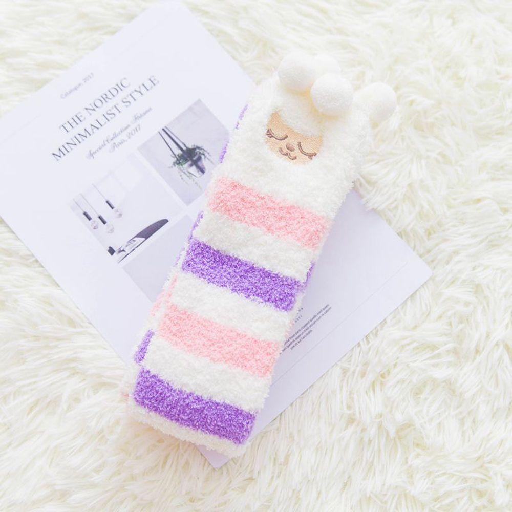 Bear Autumn Winter Women's Fashion Stockings Floor Socks Coral Fleece Socks Sleep Sock
