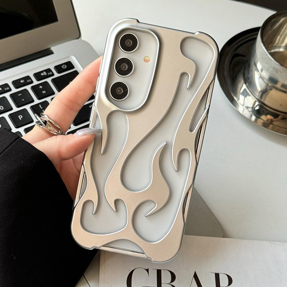 For Samsung Galaxy S24 Case Hollow Flame Design Matte TPU Phone Cover