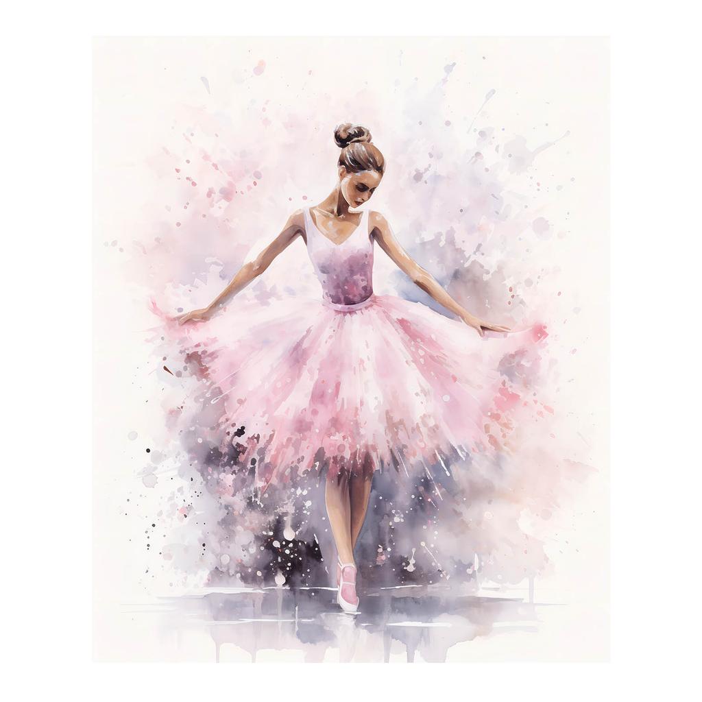 Enchanting Ballerina Dance Enchanting Ballerina Dance, 30X40 Cm, Dark Brown Wooden Frame, 230 Gsm Matte Paper