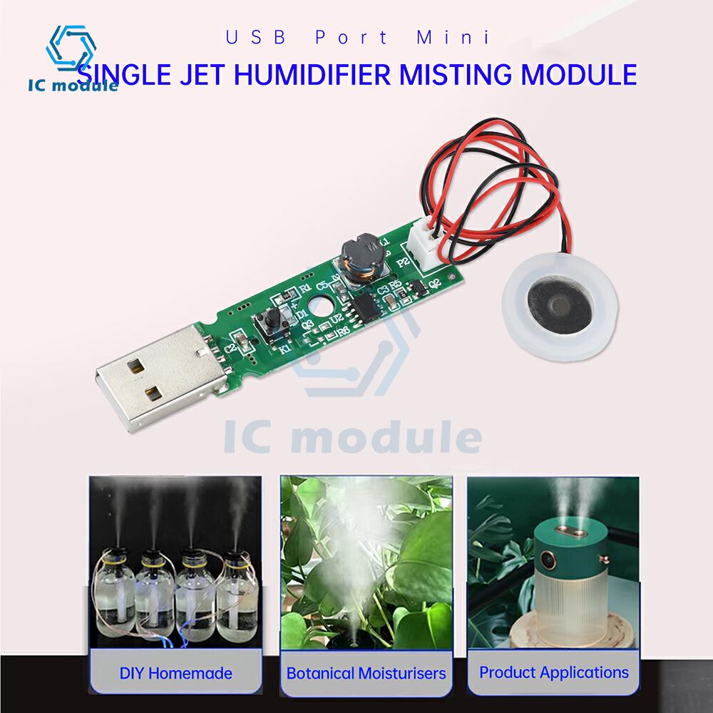 1.5-2W USB Mini Tek Sprey Nemlendirici Atomizasyon Modülü Ultrasonik Atomize Edici Nemlendirici Modülü Hava Atomizasyon Sürücü Kartı
