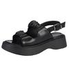 New pleated word with platform sandals women, big head buckle beach sandals women omns nals