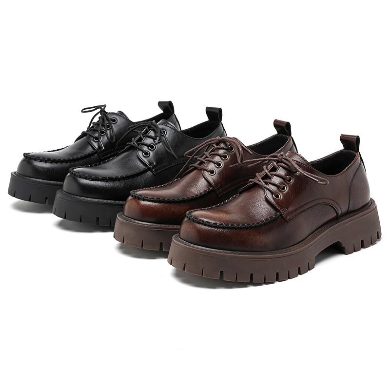 New big head leather shoes men's British retro heightening platform men's shoes youth low-top Martin shoes 76119-B