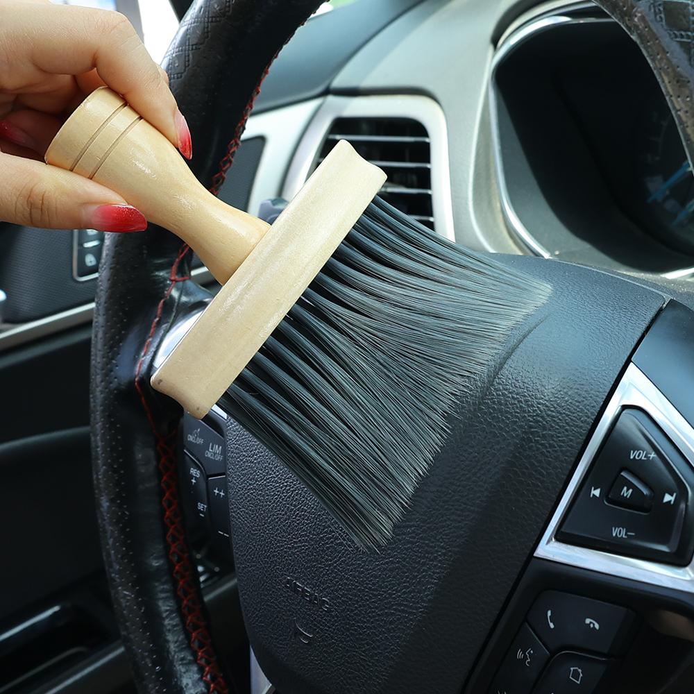 Auto Innenreinigungsbürste Spaltstaubentfernung Holzgriff Weiche Borsten Detailing-Bürste Auto Innenreinigungswerkzeuge