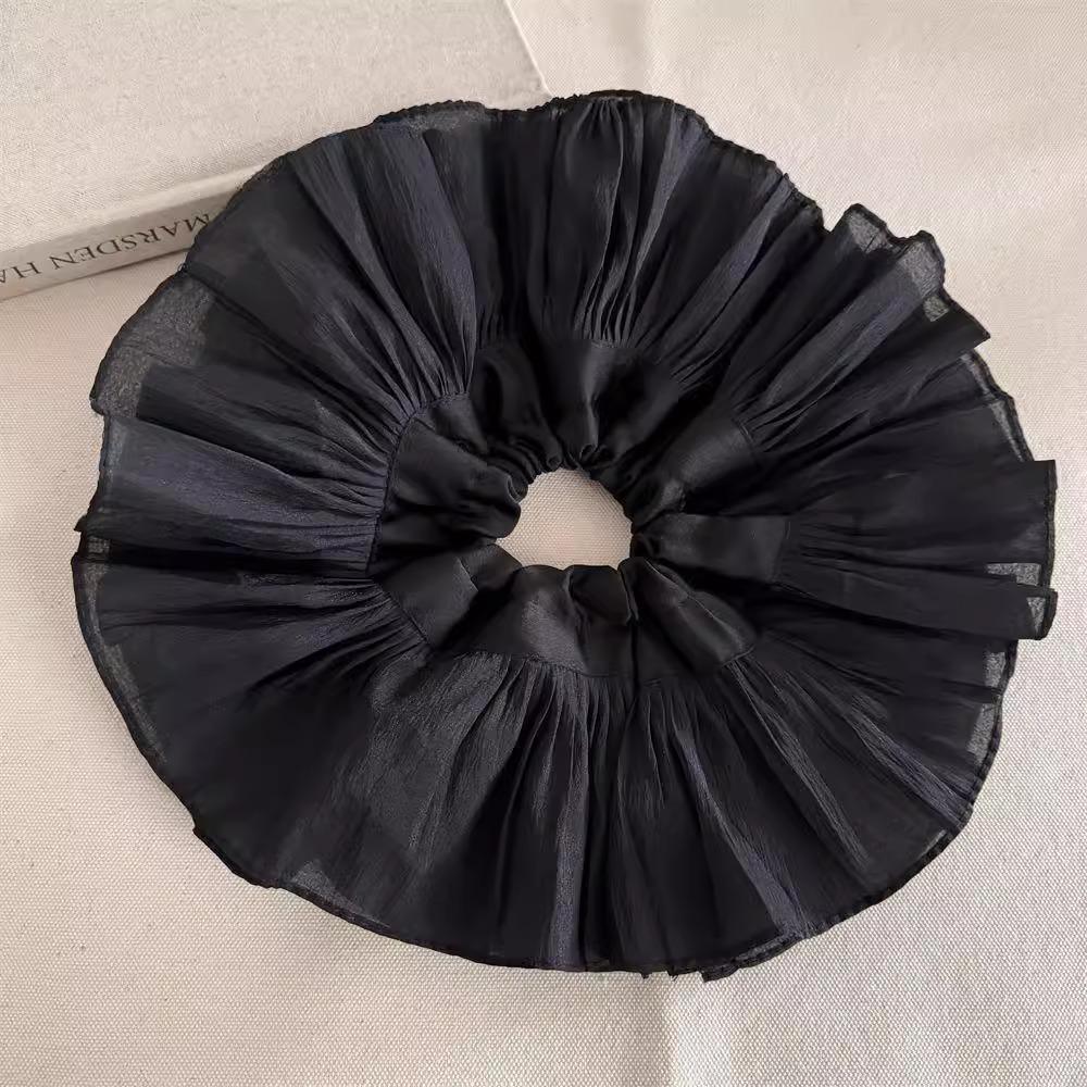 

Korean Style Pleated Double Layer Flower Scrunchie - French Bride Hair Accessory