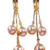 Luxurious Champagne Gold Pearl Tassel Earrings - Elegant and Fashionable Ear Clips