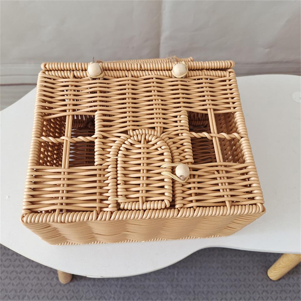 Plastic Wicker Picnics Basket with Handle Elegant House Shaped Rattan Suitcase Stylish Christmas Gift Packaging Box