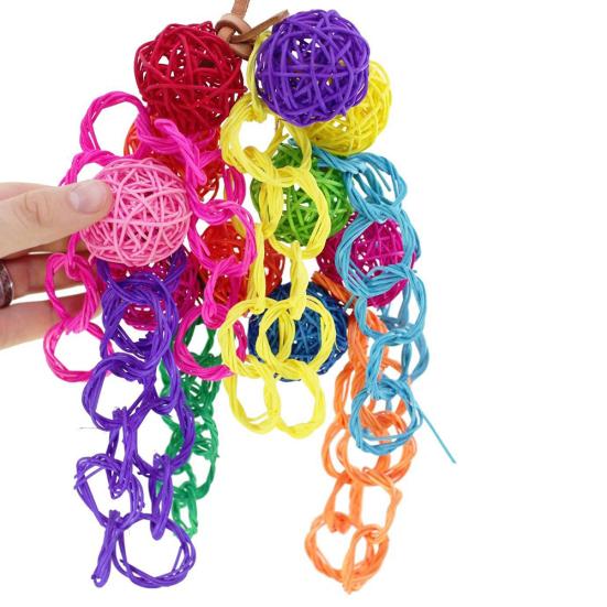 Colorful Ring Ball Parrot Bird Bite Climbing Play Hanging Toy Pet Cage Decor
