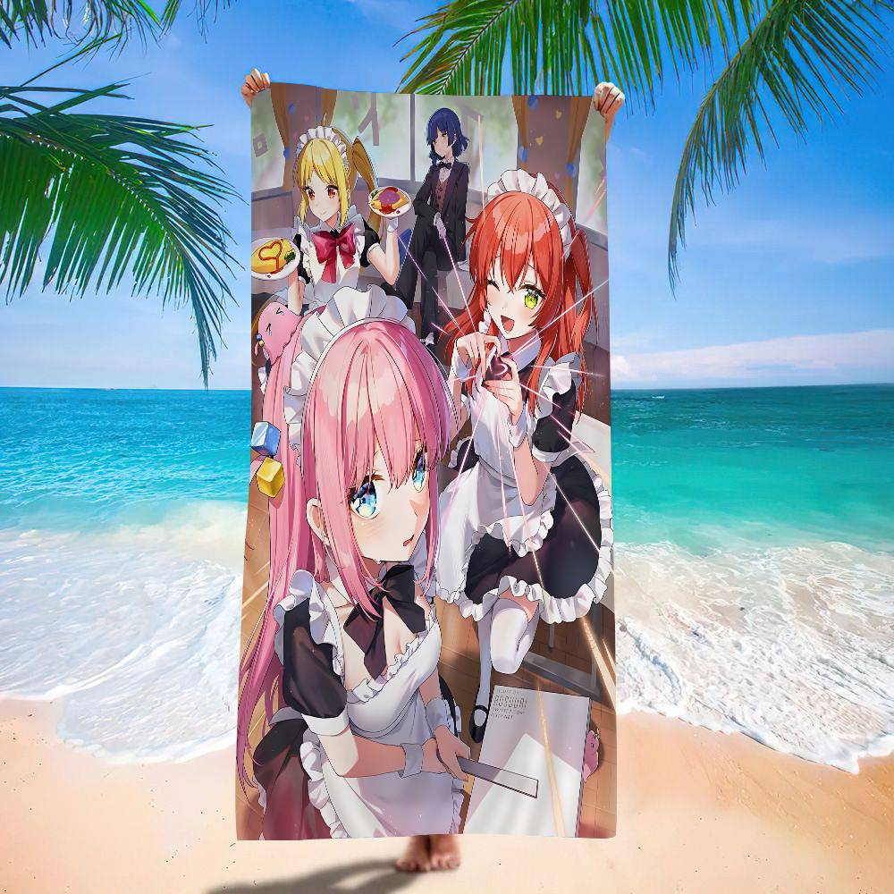 B-Bocchi The Rock Bath Towel Microfiber Soft Water Absorbing Breathable For Girl Kids Decorative Cartoon Beach Towel