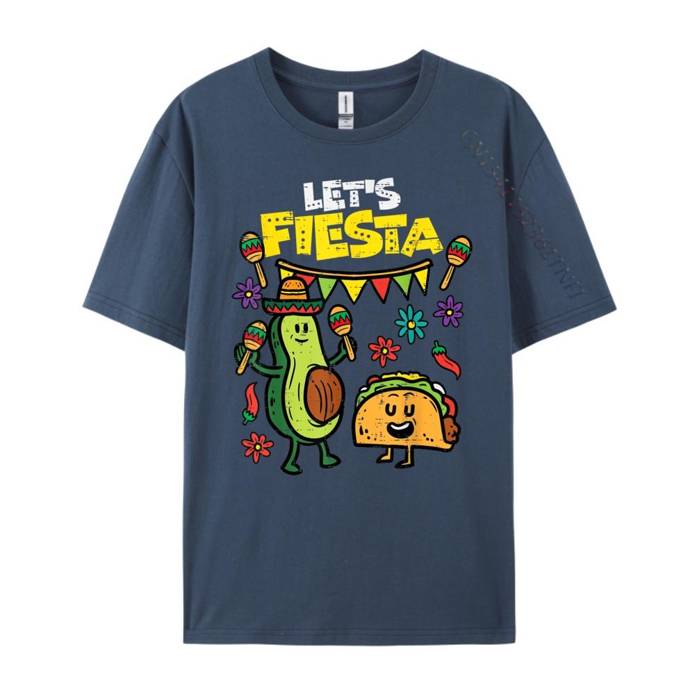 Lets Fiesta Taco Avocado Funny Cinco De Mayo Mexican Party Grey Shirt Graphic Tee Couples Casual Everyday Band Tshirts Creative