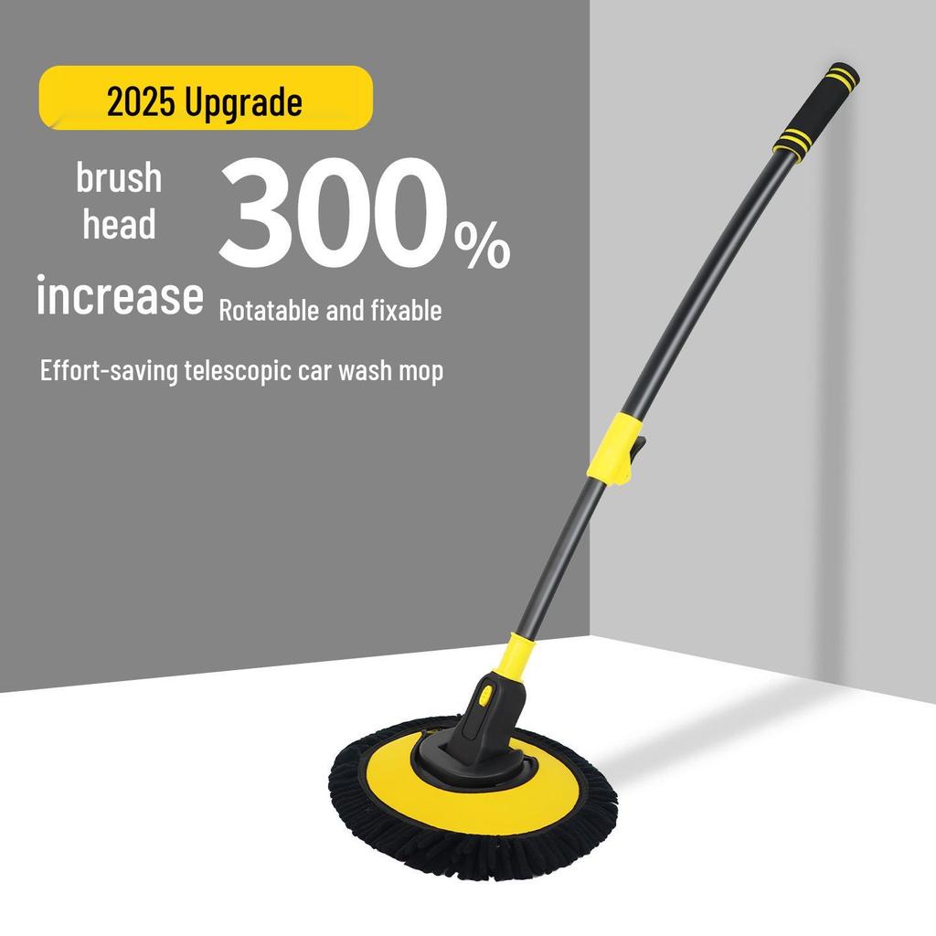Curved Soft Bristle Telescopic Car Wash Mop & Brush