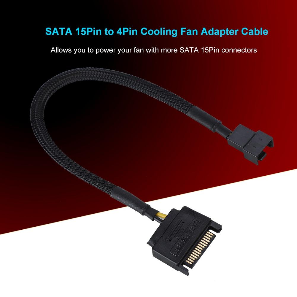 15PIN to 4Pin Cooling Fan Adapter Cable 5pcs 25cm 22AWG Black Connector with 15Pin to 4Pin Fan Converter for PC Case Fan Power
