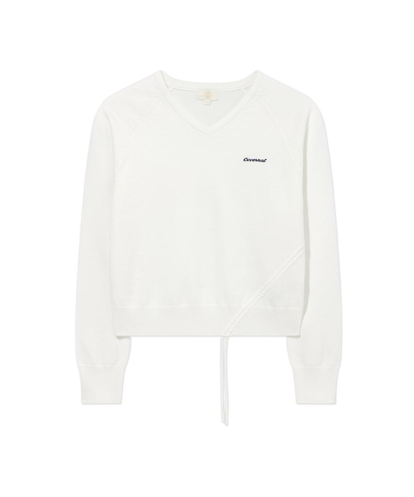 COVERNAT WOMAN Shirred V-Neck Knit Ivory