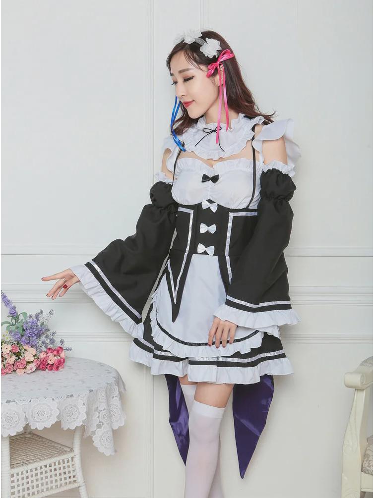 S-3XL Re:Zero Anime Maid Costume - Large Size Ram/Rem Outfit