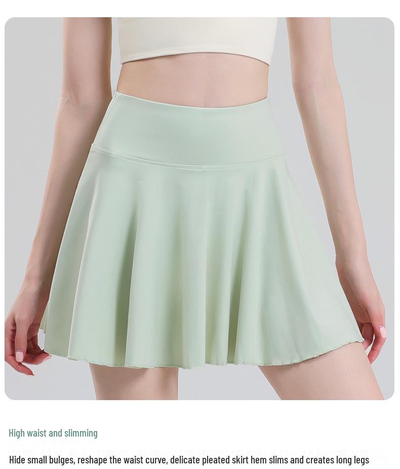 Women's High Waist Pleated Tennis Skirt - 2024 Summer Yoga Fitness Skort for Running, Anti-Exposure Design